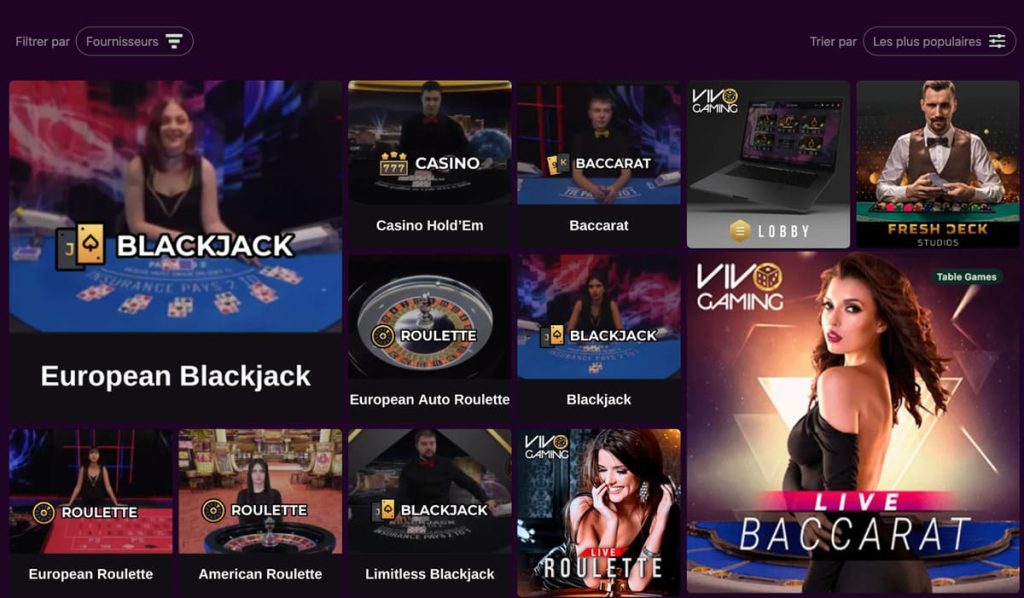 AvantGarde Casino jeux live